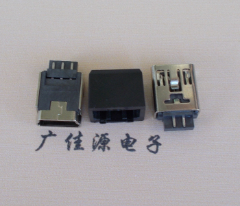 淮安MINI USB 5Pin接口 带护套焊线母座 B型180度铜壳