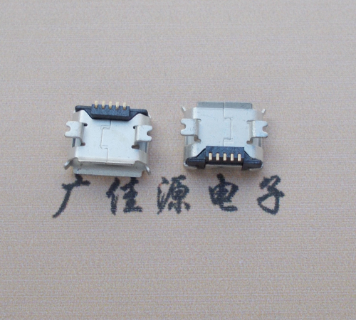 淮安Micro USB 5PIN接口,B型垫高0.9mm鱼叉脚贴片雾锡卷边