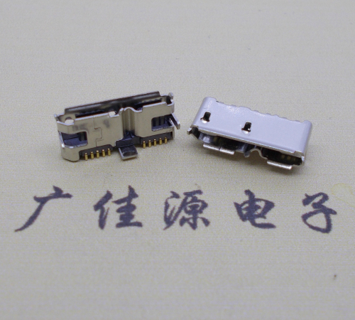 淮安 双接口micro usb3.0母座有卷边10pin三个固定脚插板